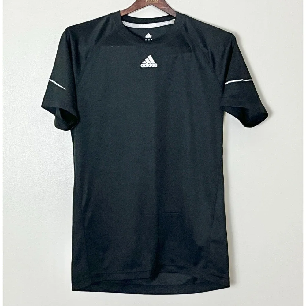 Adidas Running Shirt Men's Small Black Reflective Breathable‎ Lightweight Gym